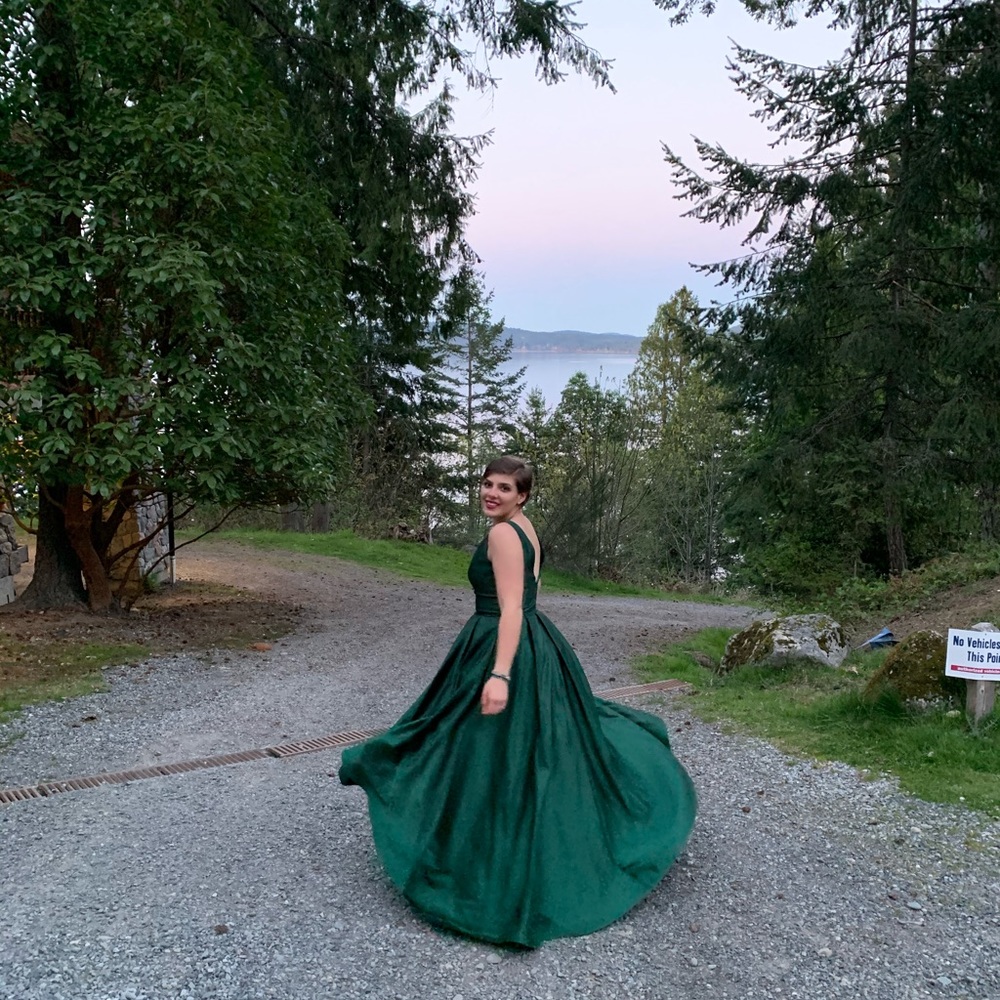 Laura Forest Green Prom Dress Size 10